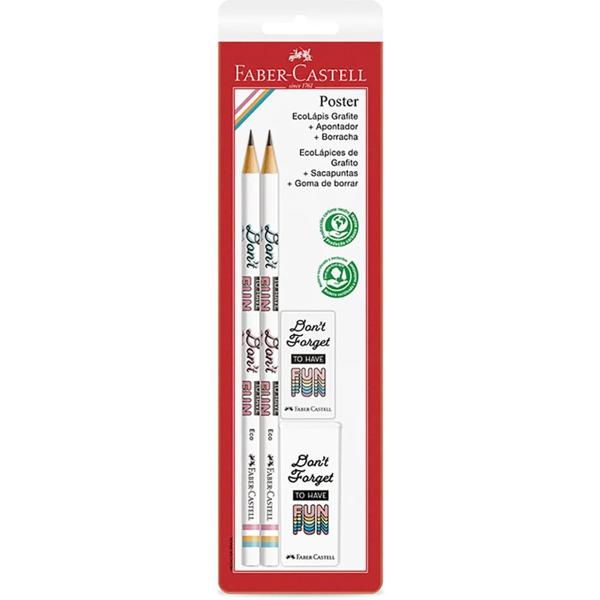 Kit Coleção Poster EcoLápis Grafite + Apontador + Borracha, Branco, Faber-Castell BT 1 UN Kit Coleção Poster EcoLápis Grafite + Apontador + Borracha, Branco, Faber-Castell BT 1 UN