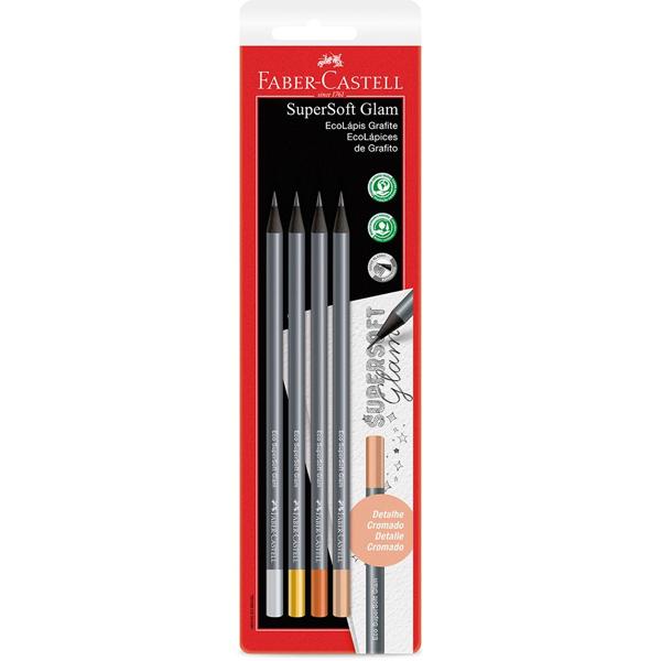 Lápis Grafite Ecolápis SuperSoft n.2 Glam Faber-Castell BT 4 UN Lápis Grafite Ecolápis SuperSoft n.2 Glam Faber-Castell BT 4 UN