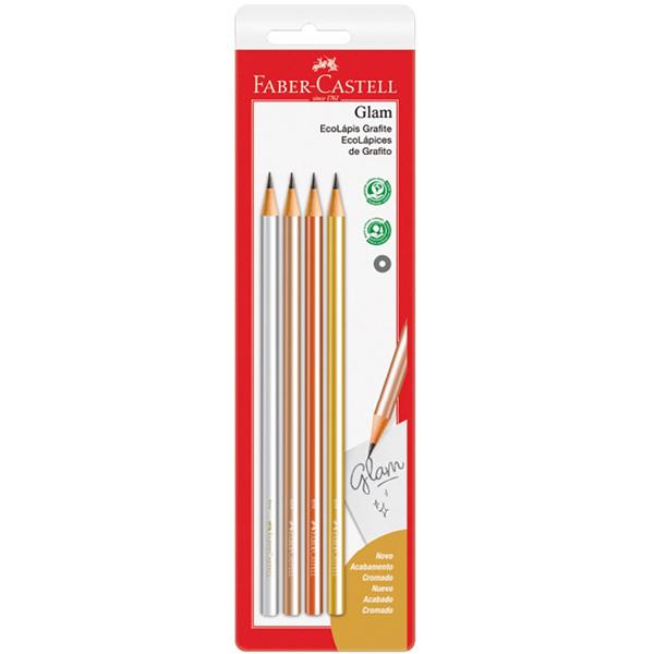 Lápis Grafite Ecolápis n.2 Glam Faber-Castell BT 4 UN Lápis Grafite Ecolápis n.2 Glam Faber-Castell BT 4 UN
