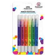 Pincel Marca Texto em Gel, Retrátil, 6 Cores, Master - PT 6 UN