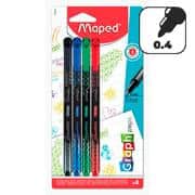 Caneta hidrográfica ponta fina 0.4mm 4 cores Fineliner Graph Peps Premium, 749044, Maped BT 4 UN