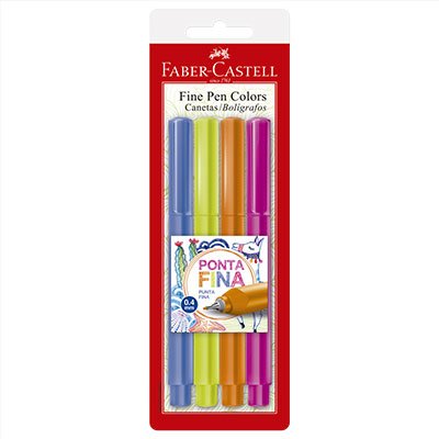 Caneta Fine Pen Colors 0.4mm Faber-Castell BT 4 UN