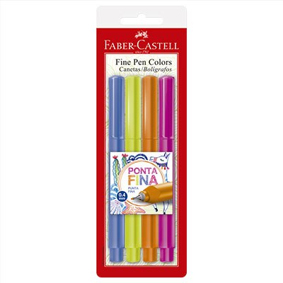 Caneta Fine Pen Colors 0.4mm Faber-Castell BT 4 UN Caneta Fine Pen Colors 0.4mm Faber-Castell BT 4 UN