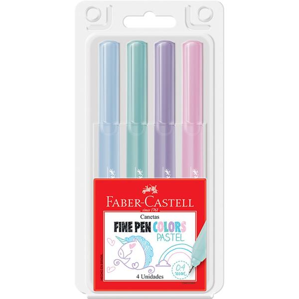 Caneta Fine Pen Colors 0.4mm Pastel Faber-Castell BT 4 UN Caneta Fine Pen Colors 0.4mm Pastel Faber-Castell BT 4 UN