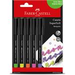 Caneta hidrográfica 1,0mm, SuperSoft, Neon, Faber-Castell - BT 5 UN