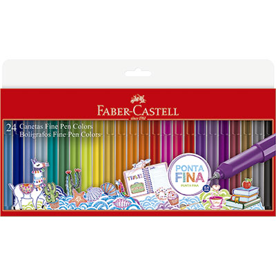 Caneta Fine Pen, 24 cores, 0.4mm, Colors, Faber-Castell - BT 24 UN Caneta Fine Pen, 24 cores, 0.4mm, Colors, Faber-Castell - BT 24 UN