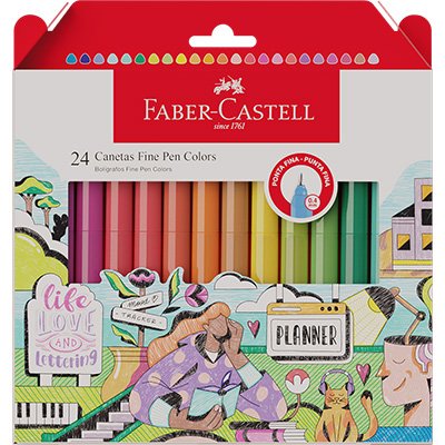 Caneta Fine Pen, 24 cores, 0.4mm, Colors, Faber-Castell - BT 1 UN