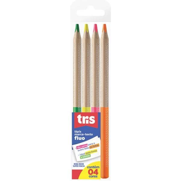 Lápis marca texto fluorescente, 4 cores, 604350, Tris - BT 4 UN