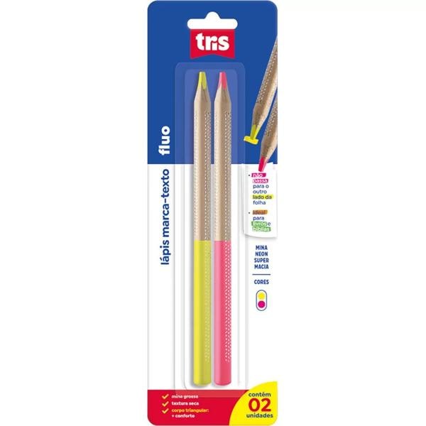 Lápis marca texto fluorescente, 2 cores, 624815, Tris - BT 2 UN