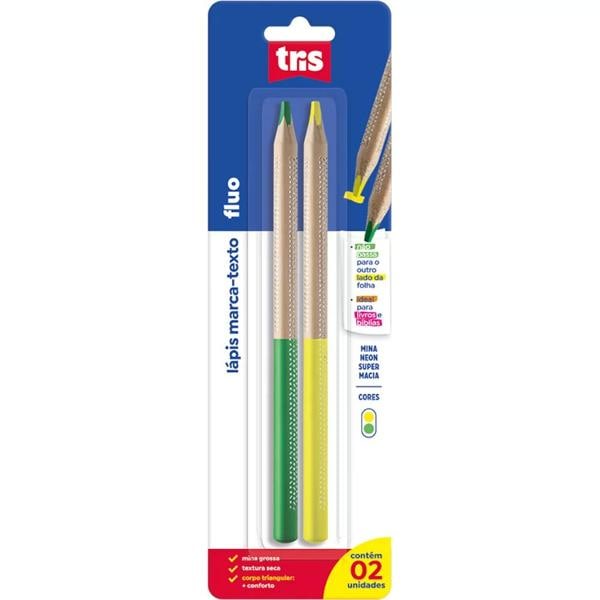 Lápis marca texto fluorescente, 2 cores, 657639, Tris - BT 2 UN