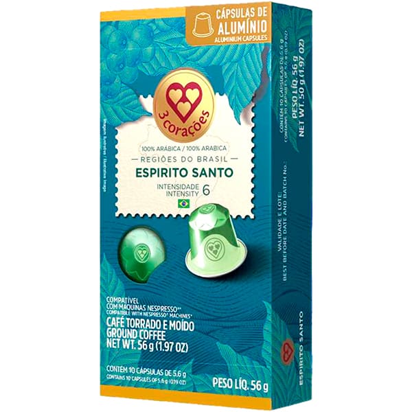 Cápsula de café Compatível Nespresso, 3 Corações, Espiríto Santo, Três Corações - CX 10 UN Cápsula de café Compatível Nespresso, 3 Corações, Espiríto Santo, Três Corações - CX 10 UN