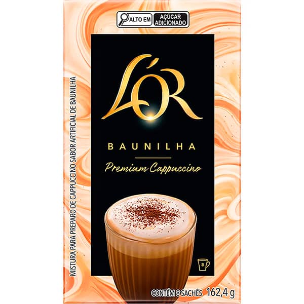Cappuccino instantâneo, Baunilha, L´OR - CX 8 UN