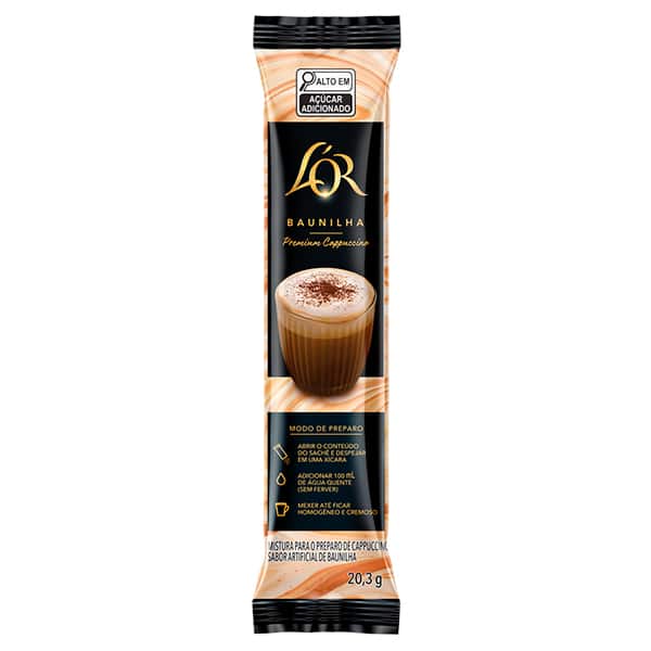 Cappuccino instantâneo, Baunilha, L´OR - CX 8 UN