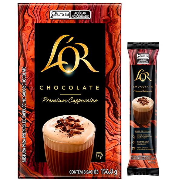 Cappuccino instantâneo, Chocolate, L´OR - CX 8 UN