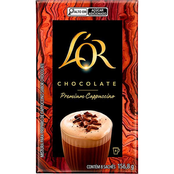 Cappuccino instantâneo, Chocolate, L´OR - CX 8 UN