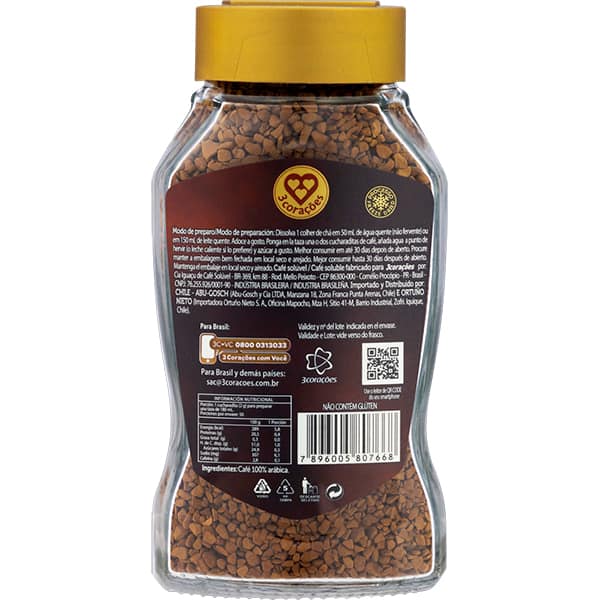 Café solúvel liofilizado, 100g, Tres Corações - PT 1 UN Café solúvel liofilizado, 100g, Tres Corações - PT 1 UN