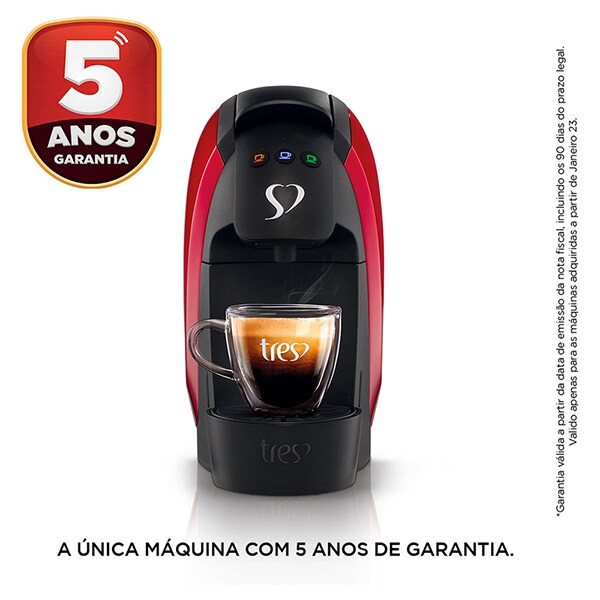 Cafeteira Luna para Expresso e Multibebidas, 220v, Vermelha, 20911388, Três Corações - CX 1 UN