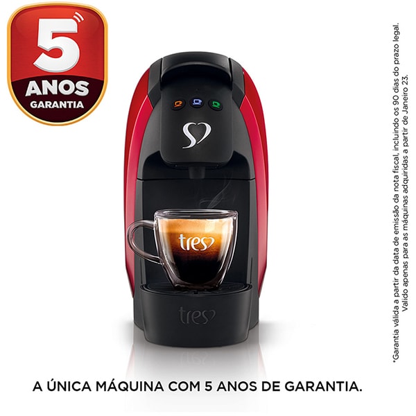 Cafeteira Luna para Expresso e Multibebidas, 127v, Vermelha, 20911389, Três Corações - CX 1 UN