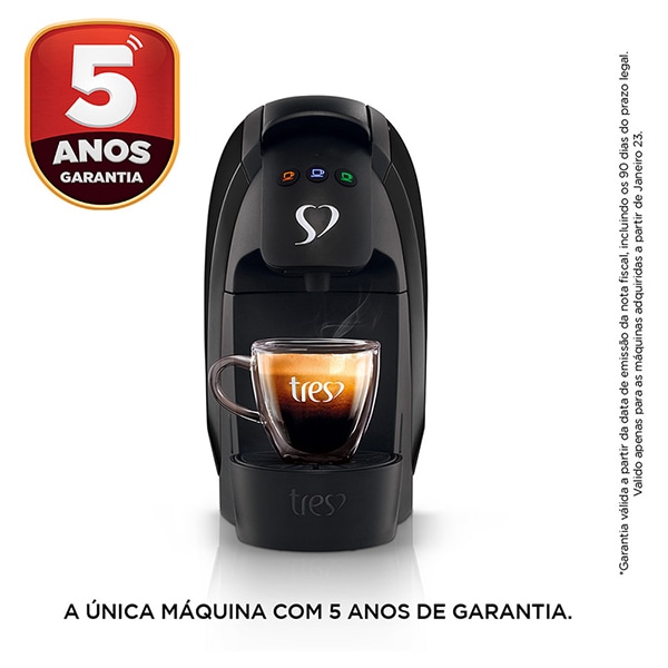 Cafeteira Luna para Expresso e Multibebidas, 220v, Preta, 20911390, Três Corações - CX 1 UN