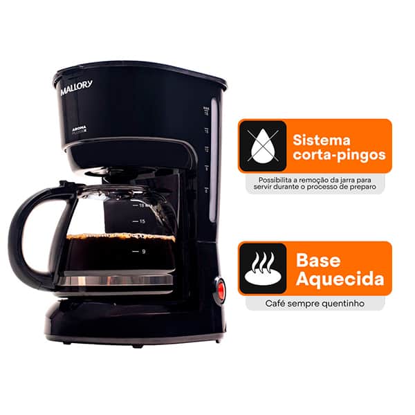 Cafeteira elétrica Aroma Plus 18x, 127V, Capacidade 750 ml, B92000691, Mallory - CX 1 UN
