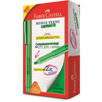 Marca Texto Grifpen, Verde, 12 Unidades, Faber-Castell - CX 12 UN Marca Texto Grifpen, Verde, 12 Unidades, Faber-Castell - CX 12 UN