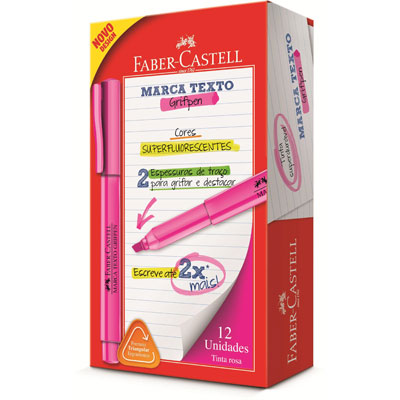 Marca Texto Grifpen, Rosa, 12 Unidades, Faber-Castell - CX 12 UN Marca Texto Grifpen, Rosa, 12 Unidades, Faber-Castell - CX 12 UN