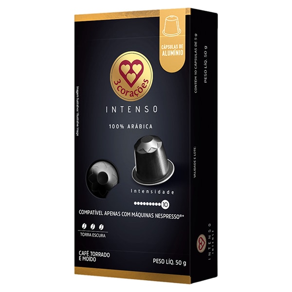 Cápsula de café Compatível Nespresso, 3 Corações, Intenso, Três Corações - CX 10 UN