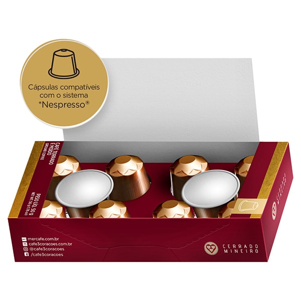 Cápsula de café Compatível Nespresso, 3 Corações, Cerrado Mineiro, Três Corações - CX 10 UN