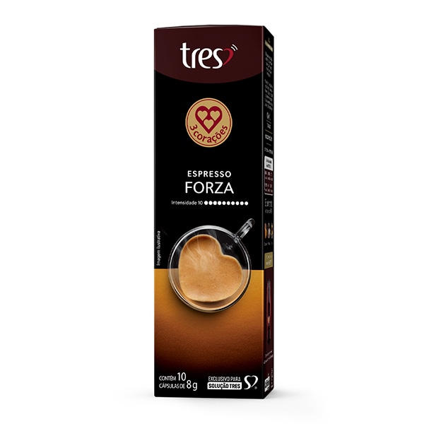 Cápsula de Café Espresso Forza, Compatível com Cafeteira Tres, 3 Tres corações - CX 10 UN