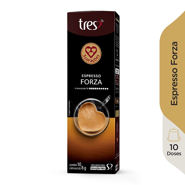 Cápsula de Café Espresso Forza, Compatível com Cafeteira Tres, 3 Tres corações - CX 10 UN