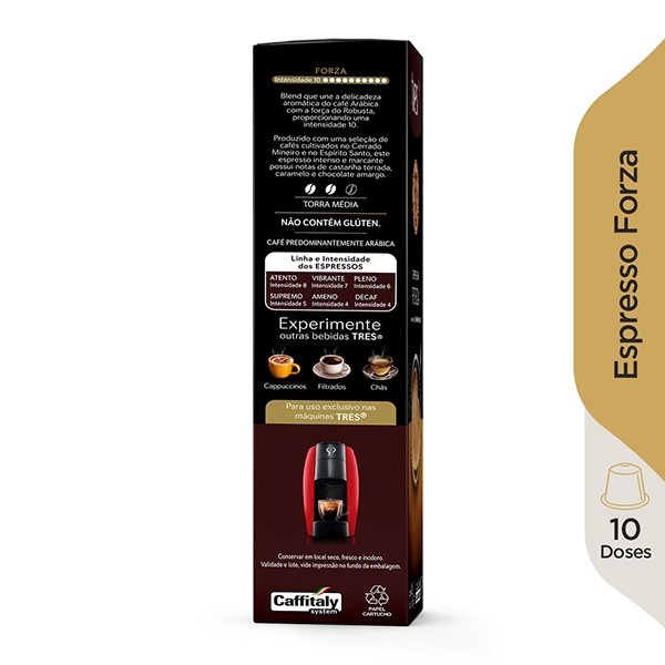 Cápsula de Café Espresso Forza, Compatível com Cafeteira Tres, 3 Tres corações - CX 10 UN