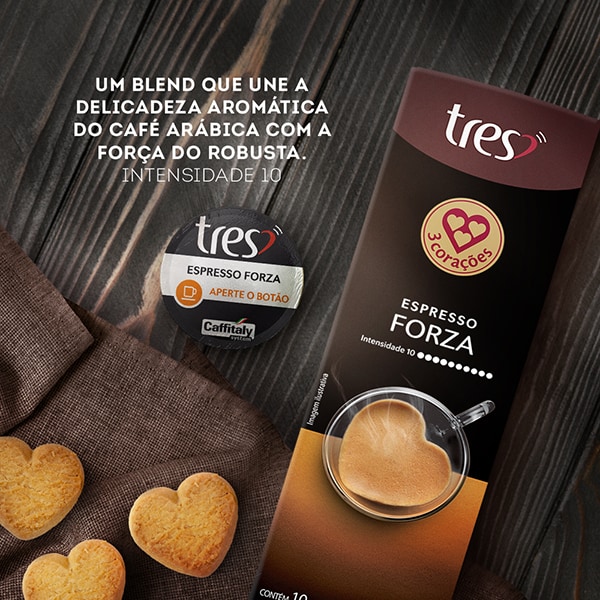 Cápsula de Café Espresso Forza, Compatível com Cafeteira Tres, 3 Tres corações - CX 10 UN