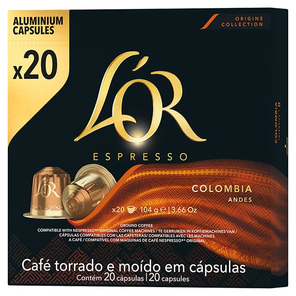 Cápsula de café L´OR p/Nespresso Colombia 4060138 Lór CX 20 UN