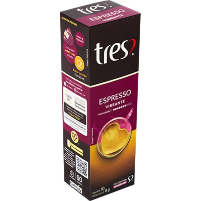 Cápsula de Café Espresso Vibrante, Compatível com Cafeteira Tres, 3 Tres corações - CX 10 UN