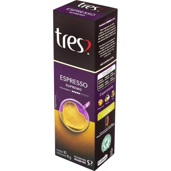 Cápsula de Café Espresso Supremo, Compatível com Cafeteira Tres, 3 Tres corações - CX 10 UN