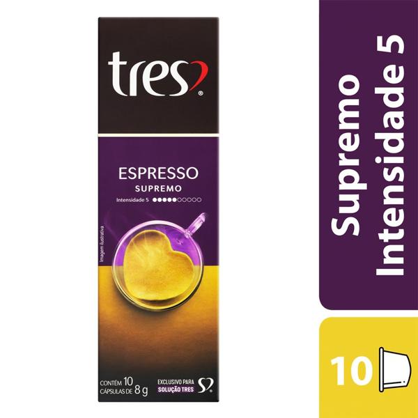 Cápsula de Café Espresso Supremo, Compatível com Cafeteira Tres, 3 Tres corações - CX 10 UN