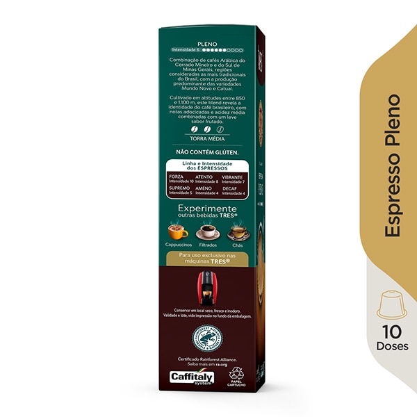 Cápsula de Café Espresso Pleno, Compatível com Cafeteira Tres, 3 Tres corações - CX 10 UN