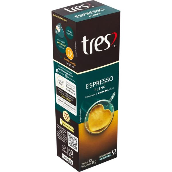 Cápsula de Café Espresso Pleno, Compatível com Cafeteira Tres, 3 Tres corações - CX 10 UN