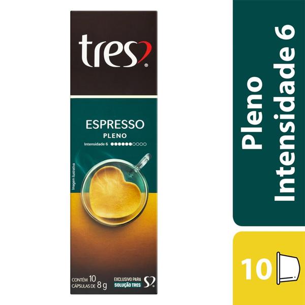 Cápsula de Café Espresso Pleno, Compatível com Cafeteira Tres, 3 Tres corações - CX 10 UN