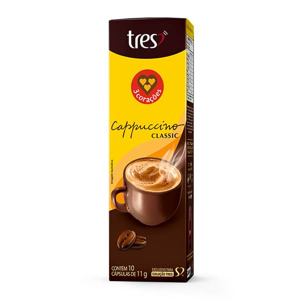 Cápsula de Cappuccino Classic, Compatível com Cafeteira Tres, 3 Três corações - CX 10 UN