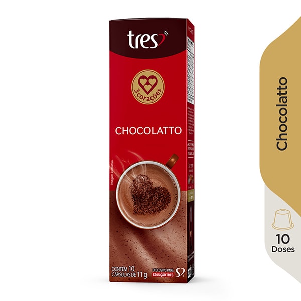 Cápsula de Chocolatto, Compatível com Cafeteira Tres, 3 corações - CX 10 UN