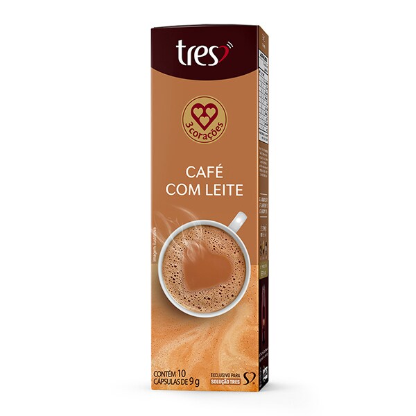 Cápsula de Café com Leite, Compatível com Cafeteira Tres, 3 corações - CX 10 UN