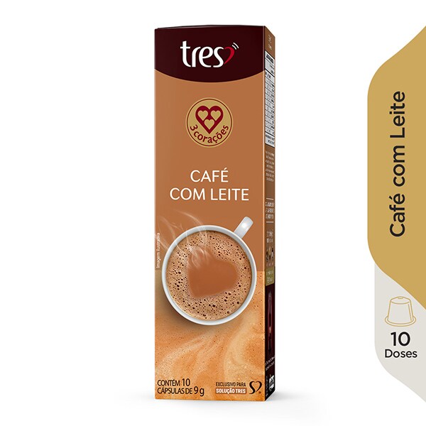 Cápsula de Café com Leite, Compatível com Cafeteira Tres, 3 corações - CX 10 UN