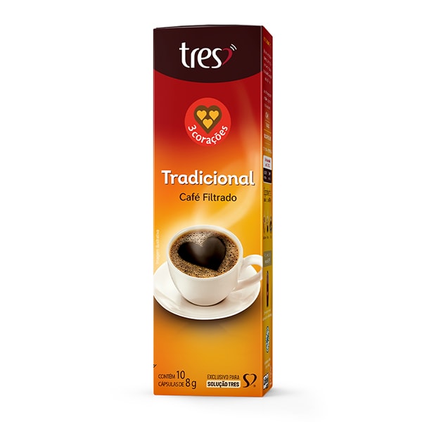 Cápsula de Café Filtrado Clássico, Compatível com Cafeteira Tres, 3 corações - CX 10 UN