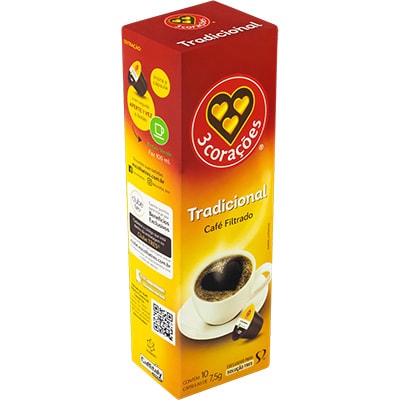 Cápsula de Café Filtrado Clássico, Compatível com Cafeteira Tres, 3 corações - CX 10 UN