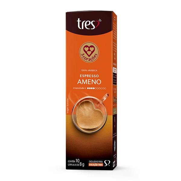 Cápsula de Café Espresso Ameno, Compatível com Cafeteira Tres, 3 corações - CX 10 UN