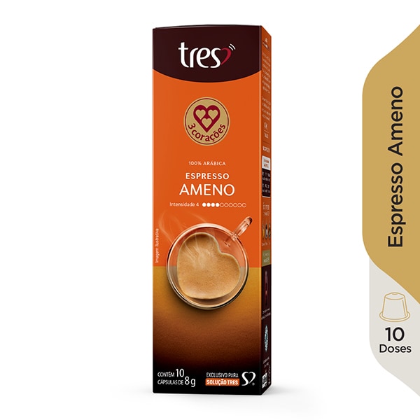 Cápsula de Café Espresso Ameno, Compatível com Cafeteira Tres, 3 corações - CX 10 UN