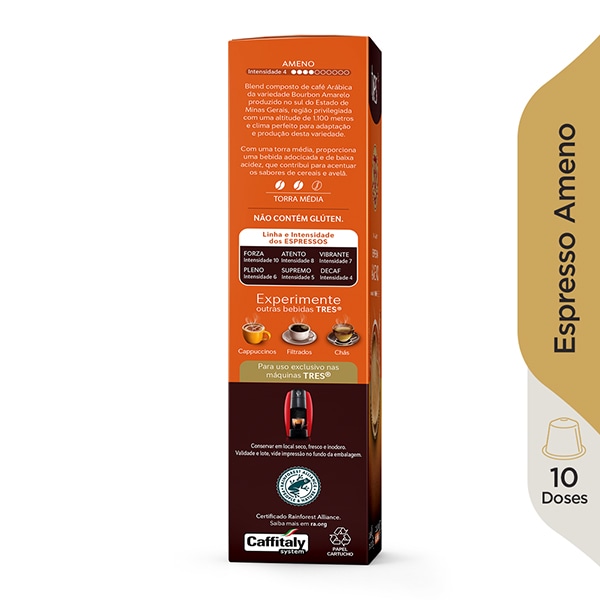 Cápsula de Café Espresso Ameno, Compatível com Cafeteira Tres, 3 corações - CX 10 UN