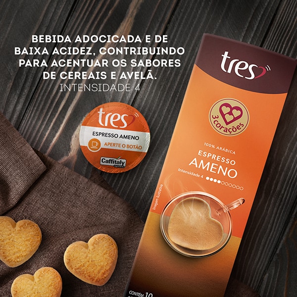 Cápsula de Café Espresso Ameno, Compatível com Cafeteira Tres, 3 corações - CX 10 UN