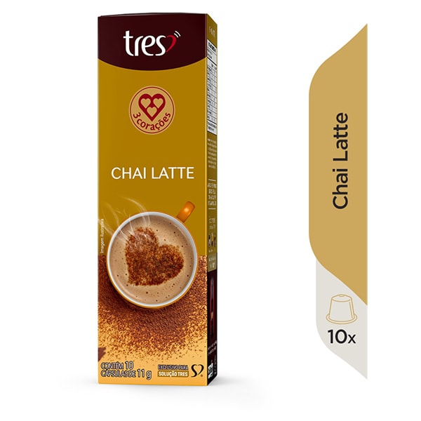 Cápsula Chai Latte, Compatível com Cafeteira Tres, 3 corações - CX 10 UN